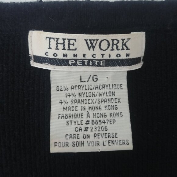 Vintage Hong Kong beaded trim square neckline black sweater top Large Pe… - Picture 8 of 12